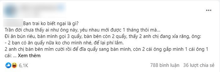 bạn trai vô duyên, bạn trai ăn đồ thừa, ăn đồ thừa của người khác