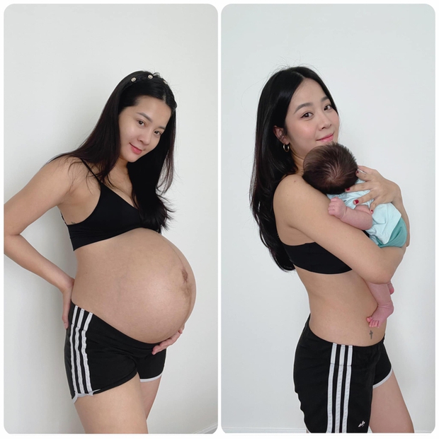 Sau khi sinh, cơ thể của cô giảm tự nhiên 17kg