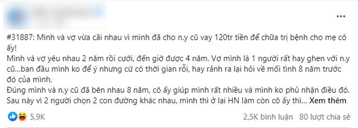 người yêu cũ, cho người yêu cũ vay tiền, ghen tuông