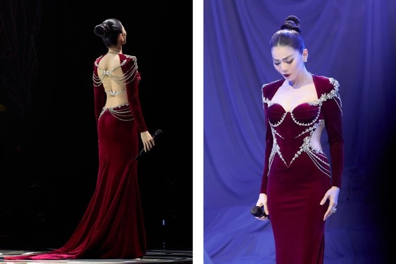 Bước sang tuổi 42, nữ ca sĩ vẫn giữ được vóc dáng quyến rũ với tấm lưng ong cùng cặp tuyết lê căng tròn.