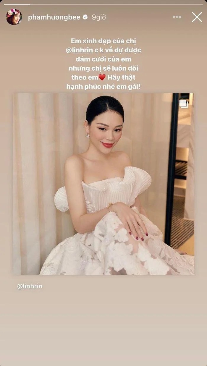 Phạm Hương đã xin lỗi Linh Rin vì không thể có mặt trong ngày vui của người em thân thiết