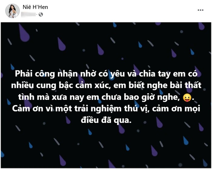 Dòng chia sẻ xác nhận mối quan hệ tan vỡ của H'Hen Niê.