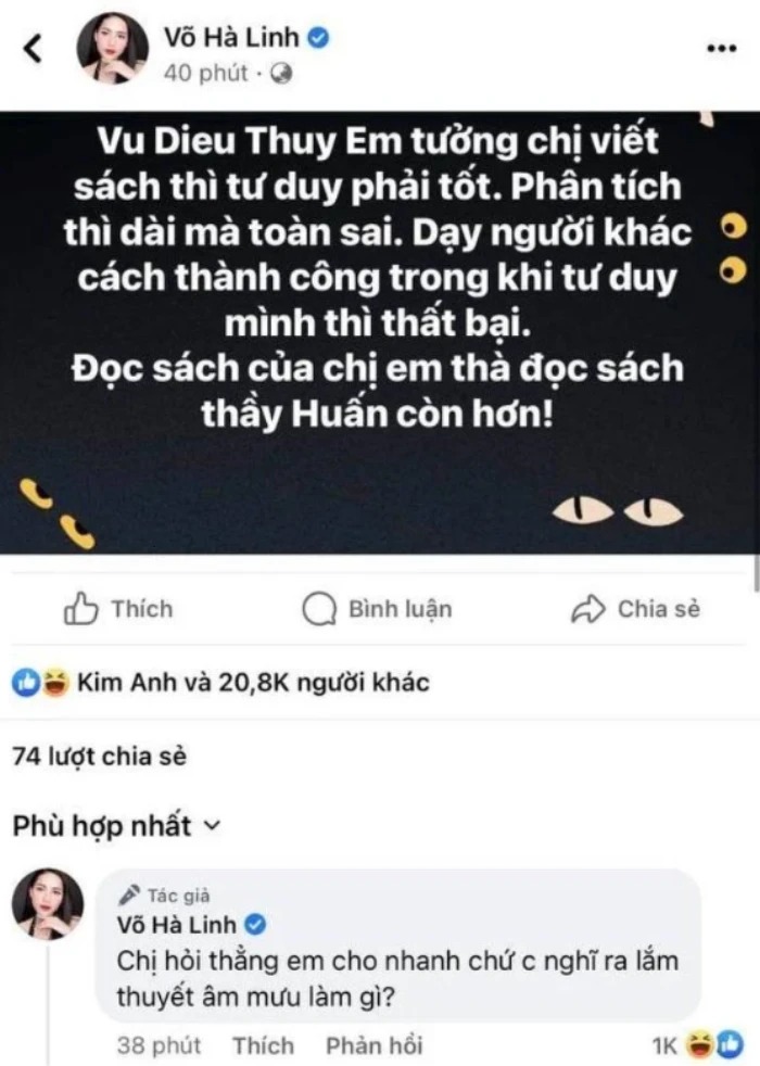 Hà Linh đáp trả nữ doanh nhân nhưng lại nhắc đến Huấn Hoa Hồng