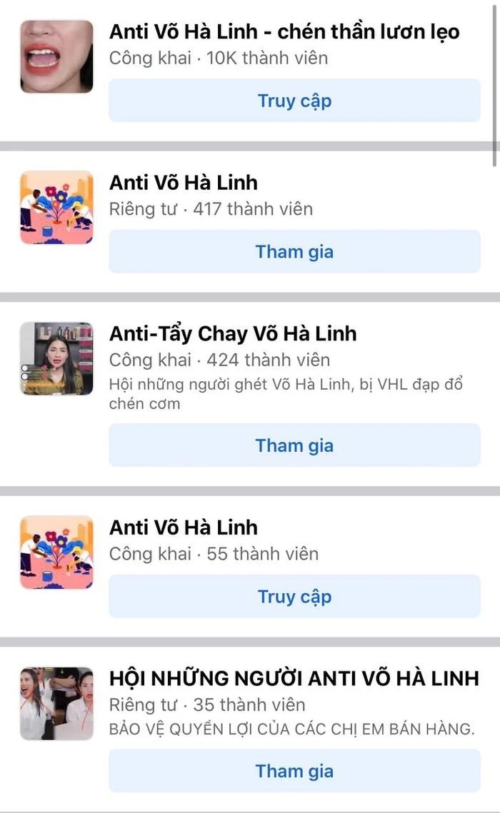 Xuất hiện hàng loạt hội nhóm anti Hà Linh