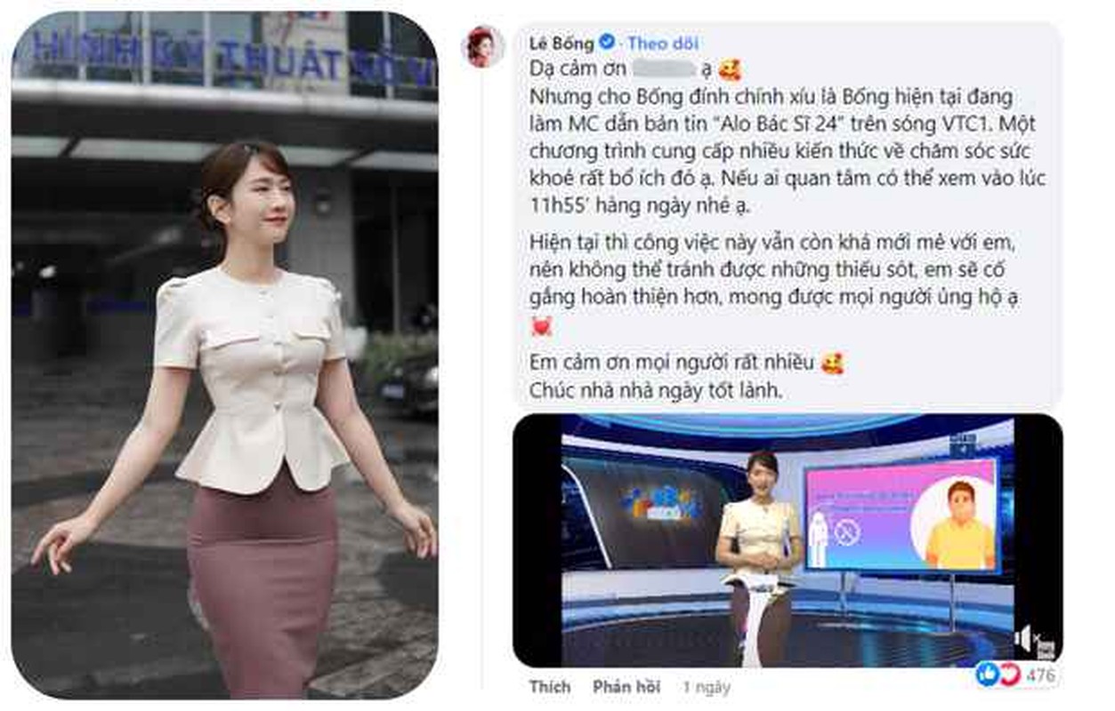 ‏Mới đây nhất, hot girl TikTok 28 tuổi đang bắt đầu thử thách bản thân với một vai trò mới, đó chính là MC dẫn bản tin Alo Bác Sĩ 24 trên sóng VTC1. Cô bày tỏ: 