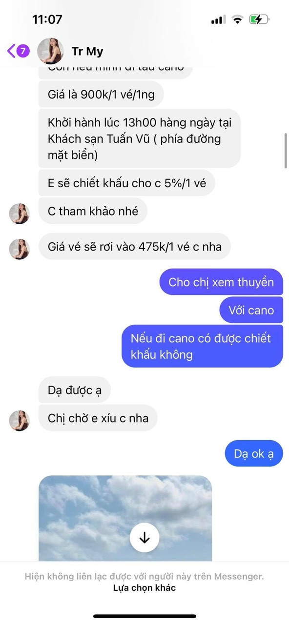 Đối tượng giới thiệu về tour và đưa nhiều hình ảnh chứng minh uy tín (Ảnh: NVCC)