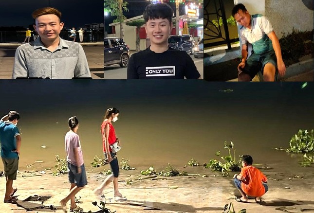 Lần lượt theo thứ tự các anh Âu Văn Tuấn, Nguyễn Anh Dũ và Nguyễn Văn Hảo (hàng trên) và hiện trường vụ đuối nước (ảnh dưới)
