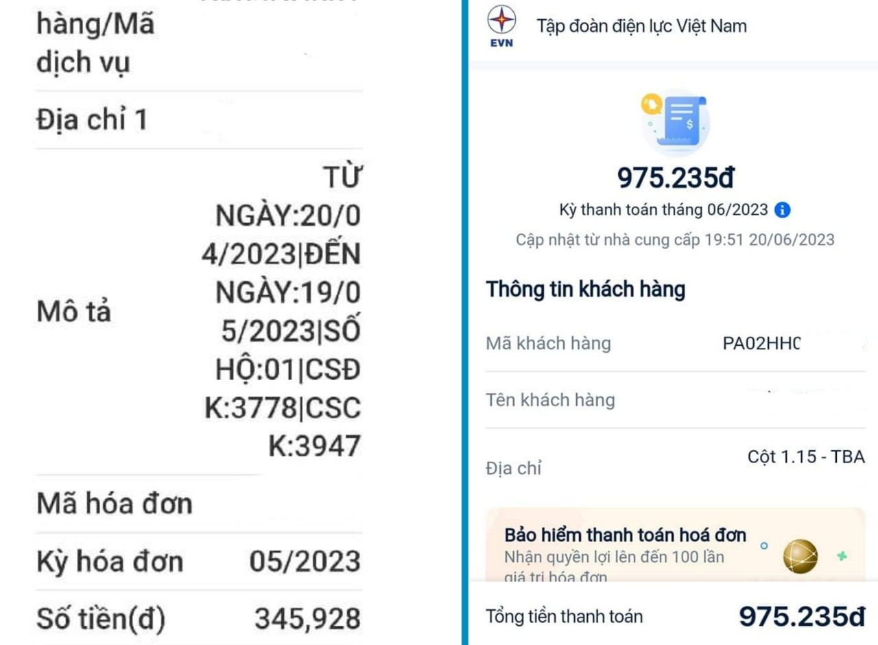 Tiền điện của một hộ dân tăng gấp 3 lần.