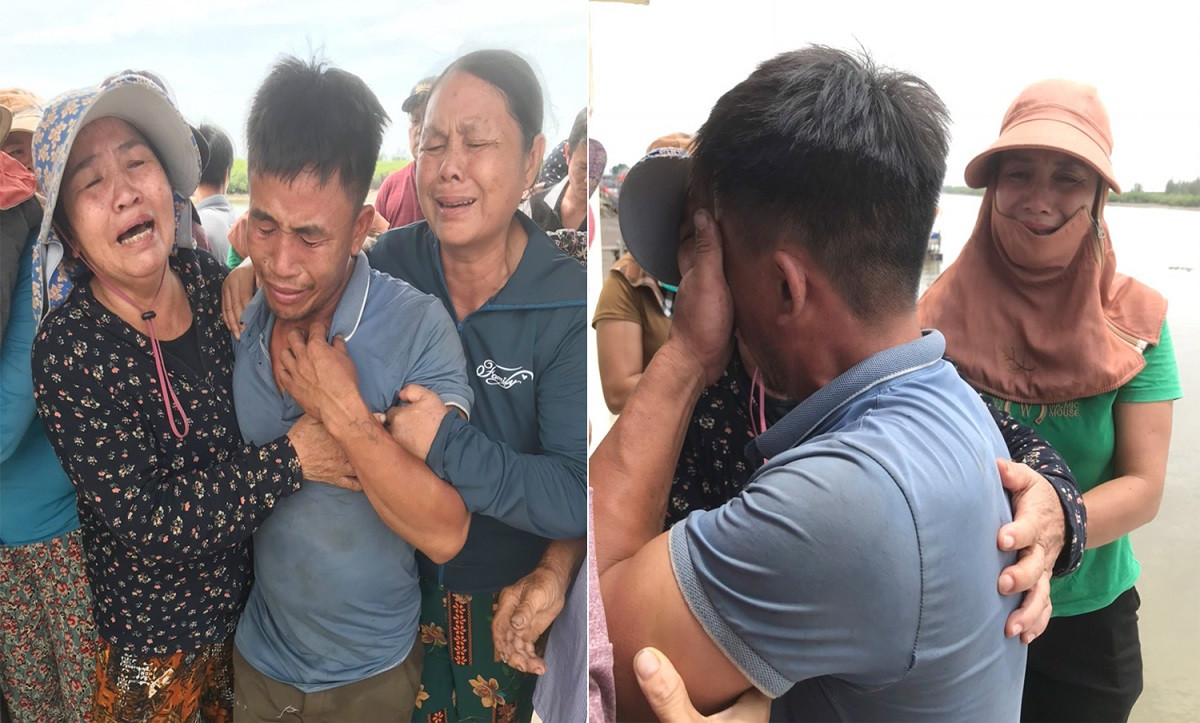 Giây phút đoàn tụ giữa anh Nguyễn Văn Hùng với người thân trong gia đình sau vụ chìm tàu. 