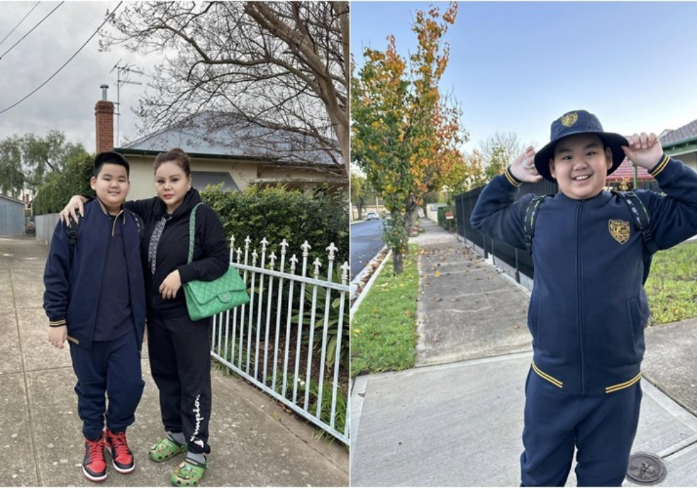 Con trai út của Lê Giang sang Australia du học. 