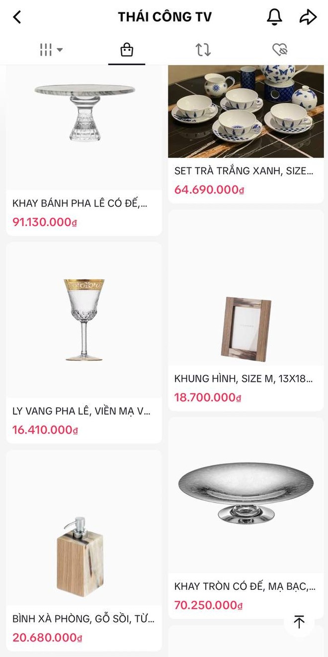 Một số mặt hàng trong shop online của Thái Công. Ảnh chụp màn hình.