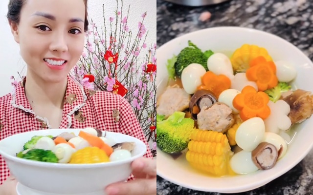 Thành quả món canh ngũ sắc cực kỳ đẹp mắt của Ngọc Hà