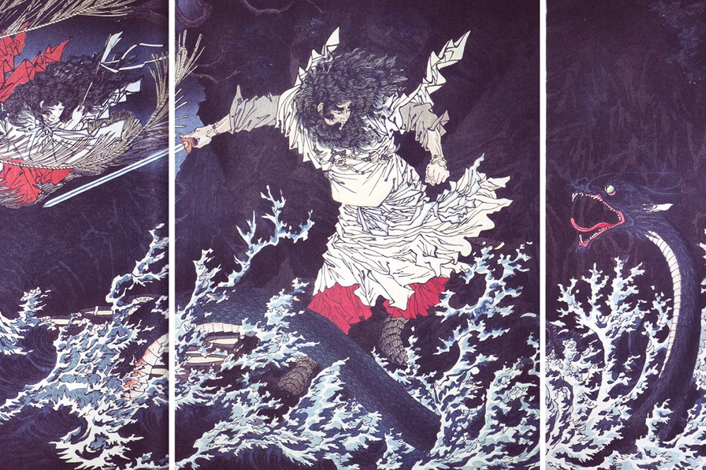 Thần Susanoo chiến đấu với rồng Orochi. Ảnh: Wikipedia