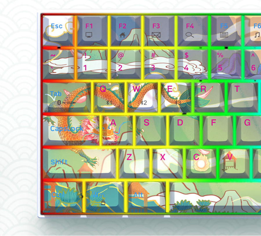 Mẫu bàn phím cơ với họa tiết rồng độc bản tuyệt đẹp.