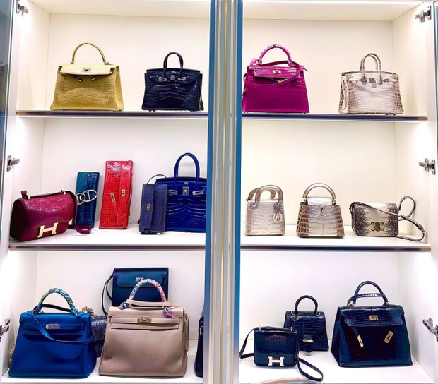 Tủ túi xách toàn Hermes của Lệ Quyên
