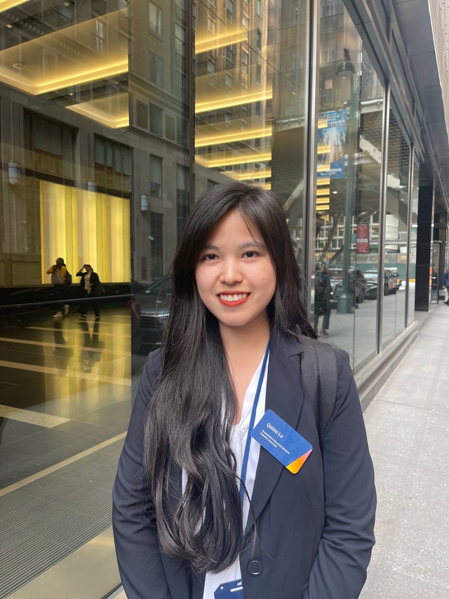 Thu Nguyệt trong thời gian thực tập tại JPMorgan