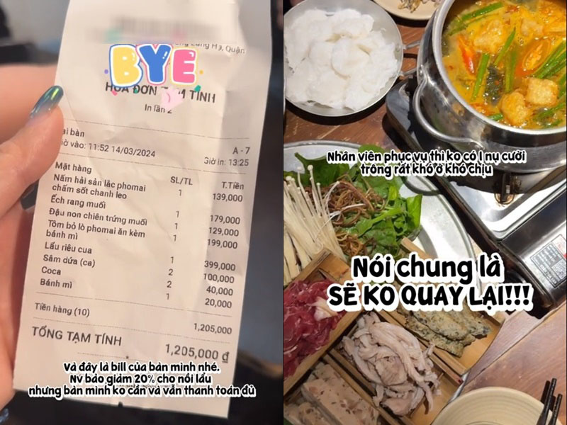 Bữa lẩu hôm ấy của nhóm bạn trị giá hơn 1.2 triệu, và còn được khuyến mại thêm 