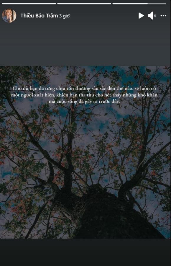 Thiều Bảo Trâm từng đăng tải bài viết về nội dung có người xuất hiện sau những ồn ào, khó khăn đã trải qua thời gian trước