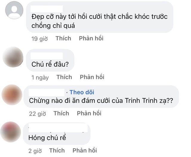 Đồng thời họ cũng bày tỏ mong chờ về ngày Ngọc Trinh trở thành cô dâu thực sự