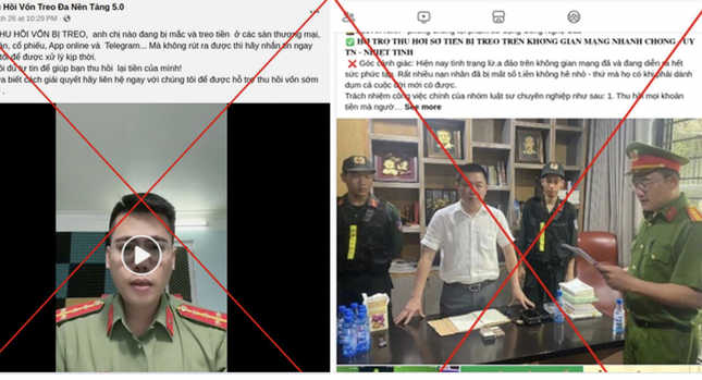 Hình ảnh giả mạo công an, luật sư để tiếp tục lừa đảo nạn nhân. Ảnh: BCA