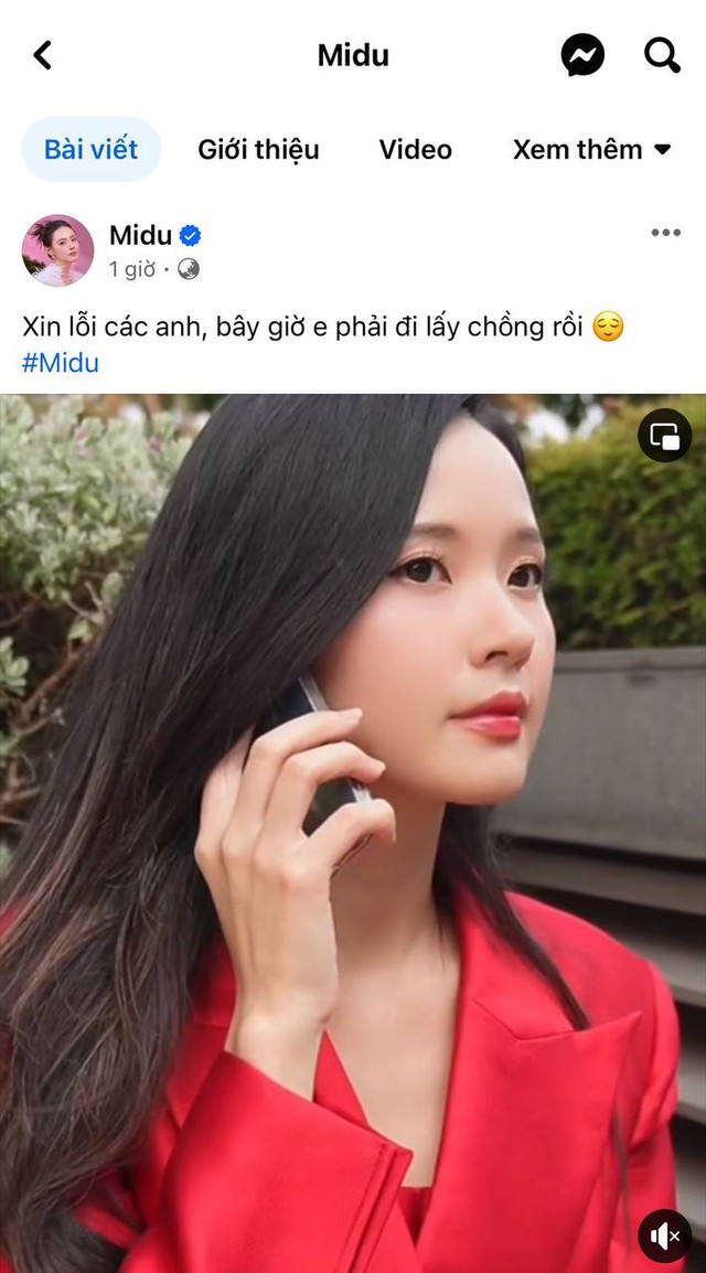 Tối 16/4, Midu có động thái xác nhận chuyện kết hôn giữa lúc lộ hậu trường chụp ảnh cưới. Tuy nhiên, bài đăng này 