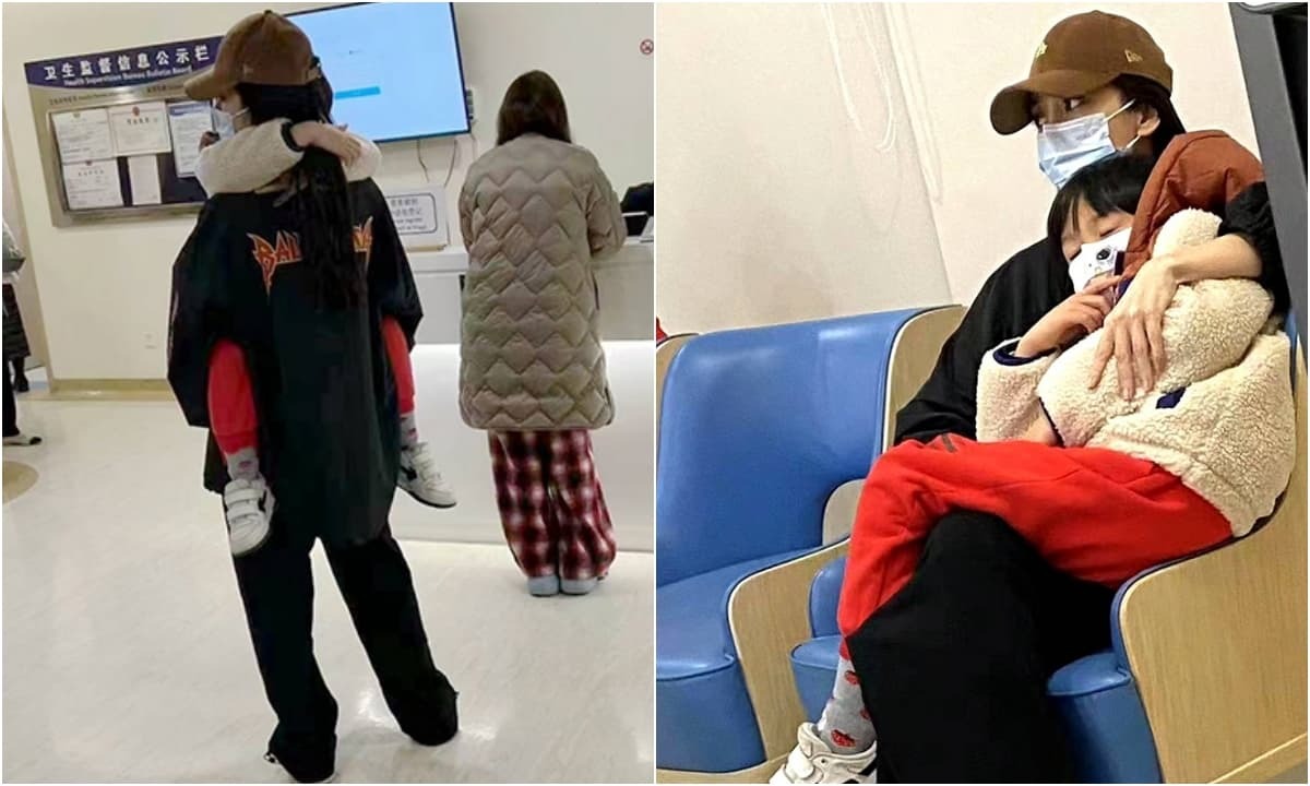 Angelababy ôm con trai tới bệnh viện khi bé bị ốm