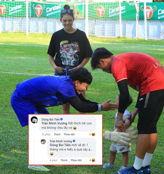 Tiến Dũng và Minh Vương trò chuyện (Ảnh: CLB HAGL)