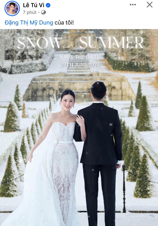 Tú Vi cũng khoe thiệp mời trên trang cá nhân