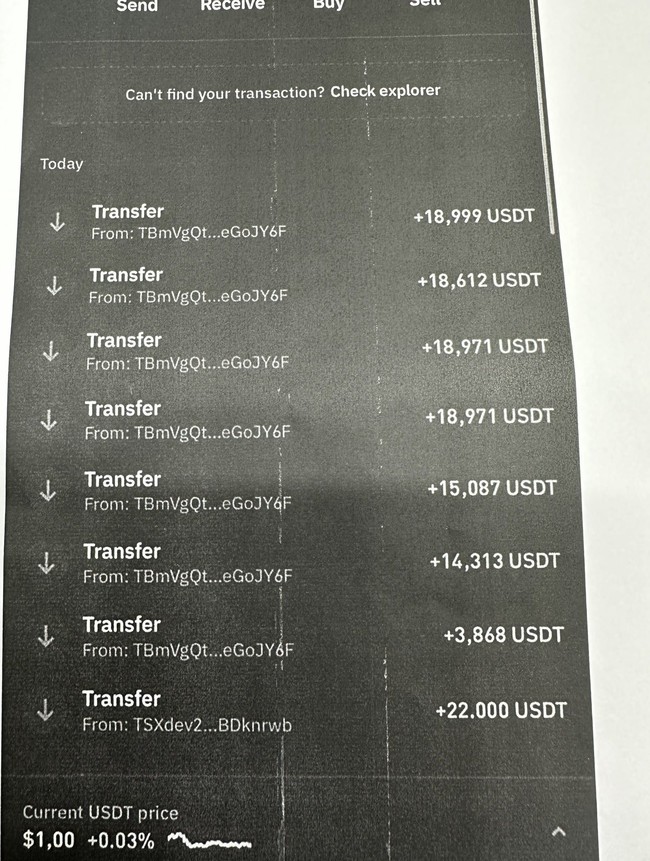 Các giao dịch mà đối tượng lừa đảo đã chuyển tiền điện tử cho nạn nhân.