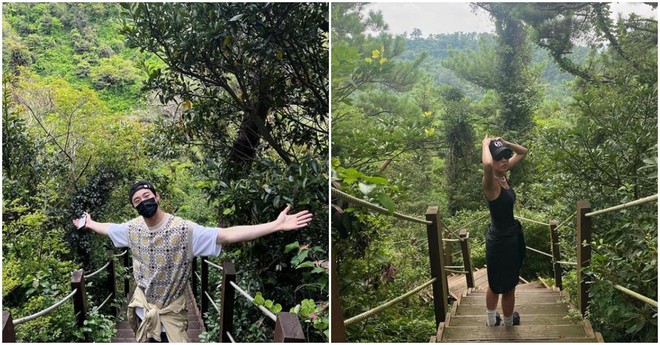 Cặp đôi tin đồn check-in trên 1 cây cầu gỗ, được cho là đi du lịch cùng nhau