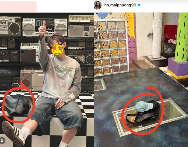 Trên trang cá nhân, Mai Phương cũng đăng ảnh có lộ chiếc túi của đàng trai. Sau khi bị soi, nam stylist đã xóa bài đăng này
