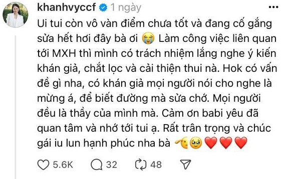 Khánh Vy lên tiếng trước những bình luận về mình