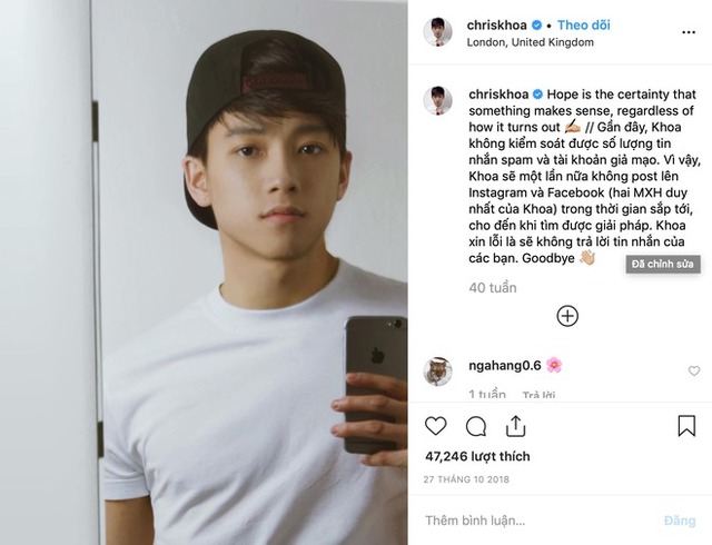 Thông báo dừng cập nhật MXH của Chris Khoa