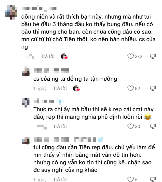Bà xã Hoàng Touliver còn thả tim vào bình luận của một cư dân mạng có nội dung bênh vực cô