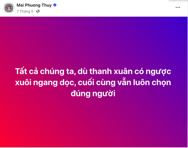 Dòng trạng thái gây chú ý được Mai Phương Thuý chia sẻ vào đúng ngày diễn ra tiệc cầu hôn của Midu