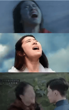 Nữ diễn viên chỉ biết ngửa mặt lên trời gào thét.