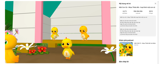 Thành tích của MV Một Con Vịt trên YouTube tính đến sáng 13/6/2024