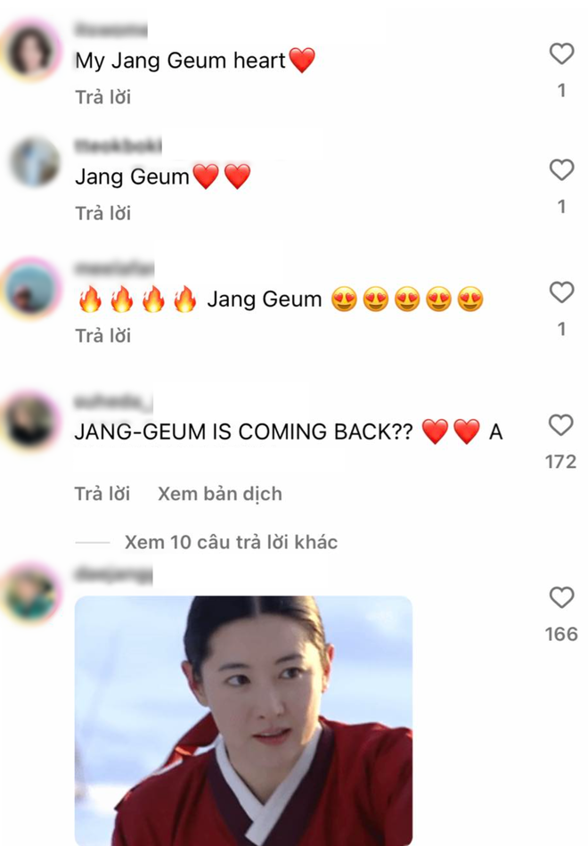 Khán giả liên tục gọi tên Dae Jang Geum ở phần bình luận