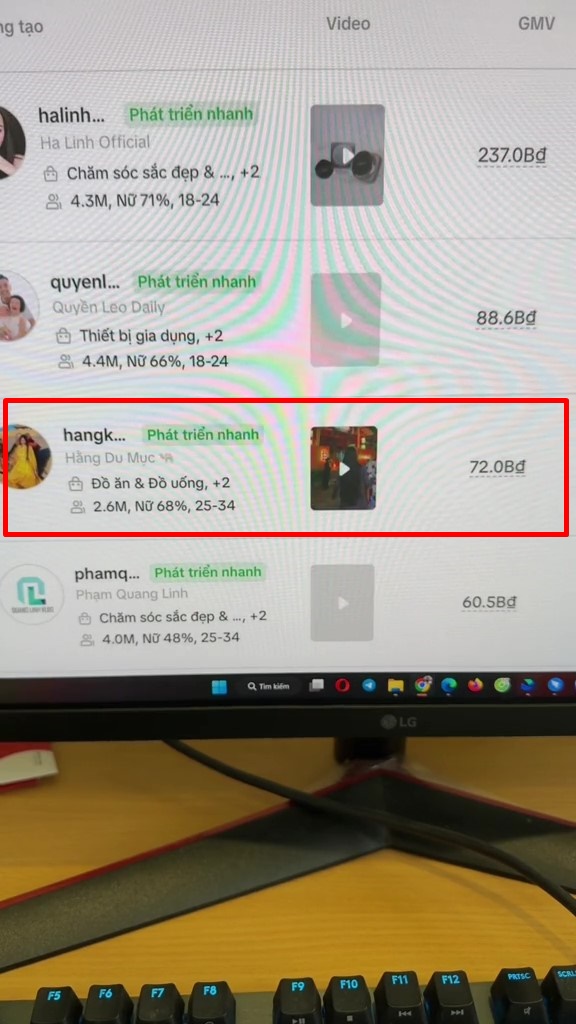 Hình ảnh được cho là doanh thu của Hằng Du Mục và các 