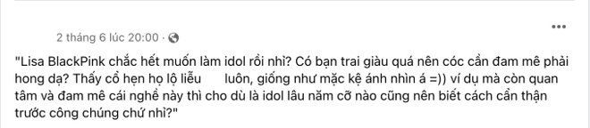 Một bài viết đầu tháng 6/2024 nhận về gần 2 nghìn lượt tương tác với nội dung chỉ trích Lisa chán làm idol