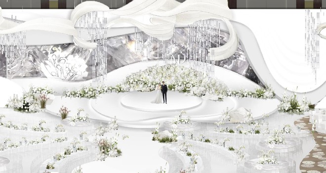 Nhìn qua bảng thiết kế cũng đoán được sự lộng lẫy, xa hoa của đám cưới Midu 