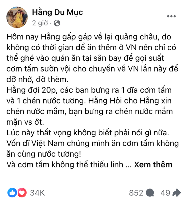 Bài đăng của Hằng Du Mục đã nhận về rất nhiều lượt tương tác cùng bình luận (Ảnh chụp màn hình)