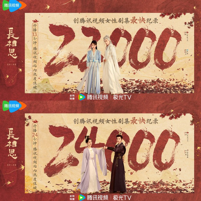 Trường Tương Tư 2 liên tục đạt kỷ lục nhiệt độ trên Tencent Video