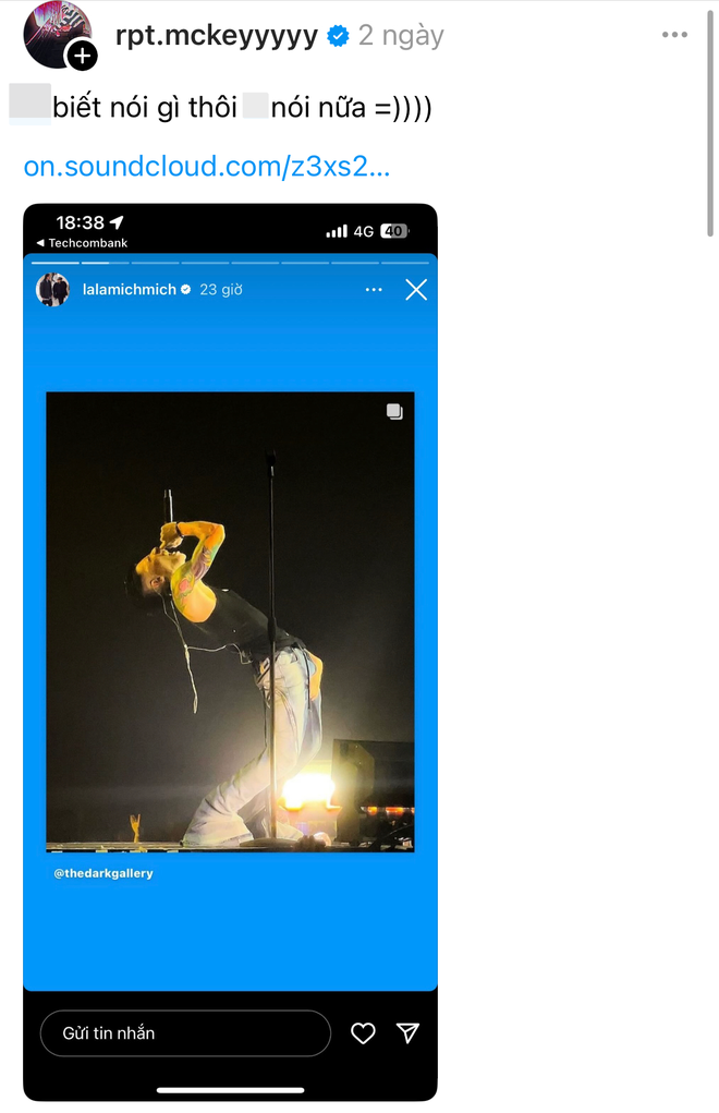 MCK chia sẻ story của vợ Rich Owens đăng về mình, cùng dòng trạng thái gây xôn xao