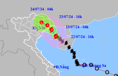 Dự báo vị trí và hướng di chuyển của bão số 2. Nguồn: Trung tâm Dự báo khí tượng thủy văn quốc gia