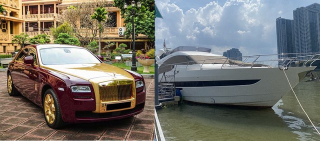 Siêu xe Rolls Royce Ghost mạ vàng và du thuyền FLC Albatross là hai trong ba tài sản nhiều lần được đấu giá của ông Trịnh Văn Quyết. Ảnh: MP
