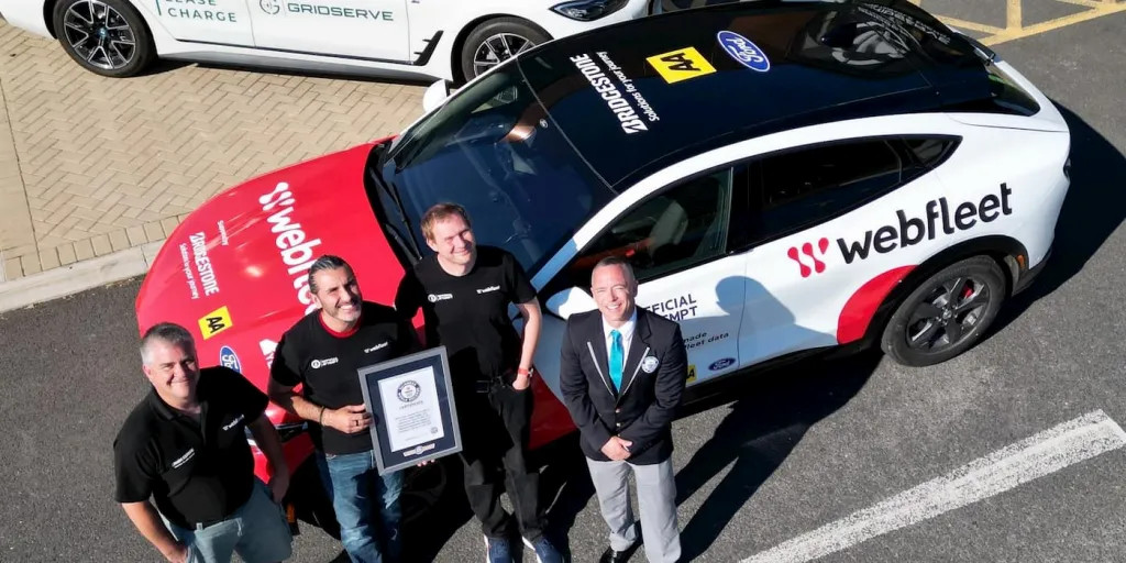 Chiếc Ford Mustang Mach-E lập kỷ lục về quãng đường dài nhất mà xe điện dân dụng có thể thực hiện được. Ảnh: Webfleet. 