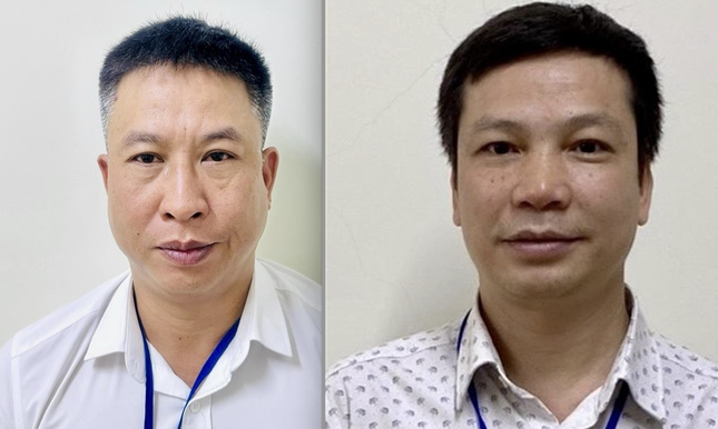 Bị can Lương Minh Sơn (trái) và Vũ Nam.