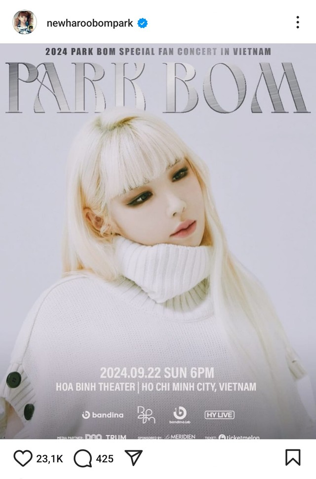 Park Bom cập nhật về show Việt Nam trên Instagram cá nhân