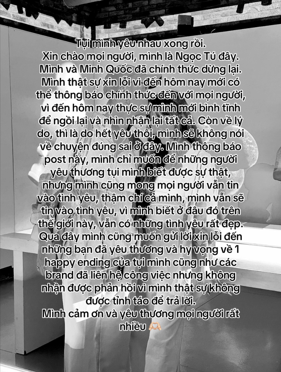 Bài đăng chia tay đầu tiên của Ngọc Tú